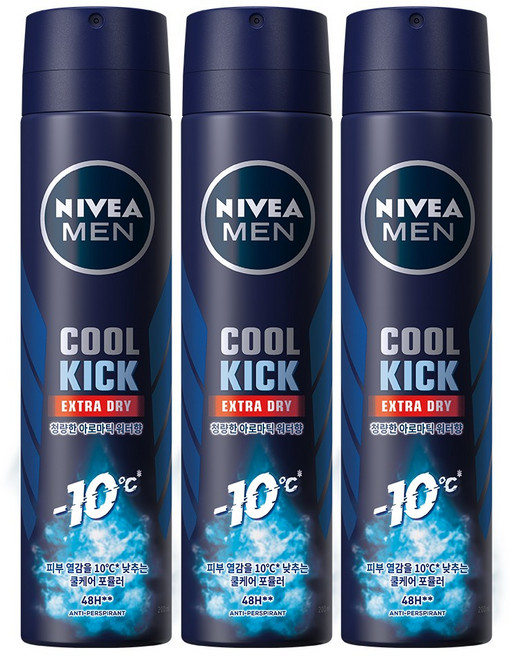 니베아 맨 쿨킥 스프레이 데오드란트, 200ml, 3개