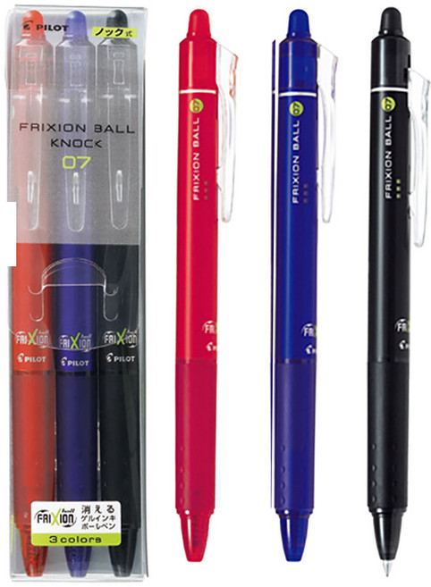 파이롯트 프릭션 볼 노크펜 0.7mm 3색 세트 지워지는 볼펜 LFBK-69F-3C, 1세트