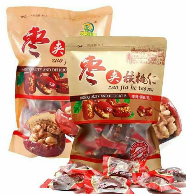 왕대추에 호두가 통으로 중국대추호두말이 낱개포장 장가계 견과류 대추간식 건강간식 500g, 1개