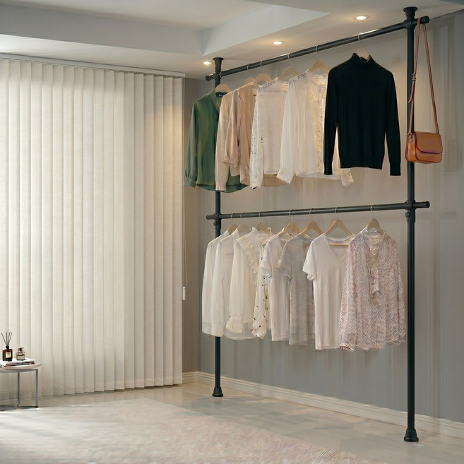 소프트엣지 드레스룸 튼튼한 옷걸이 행거, 블랙