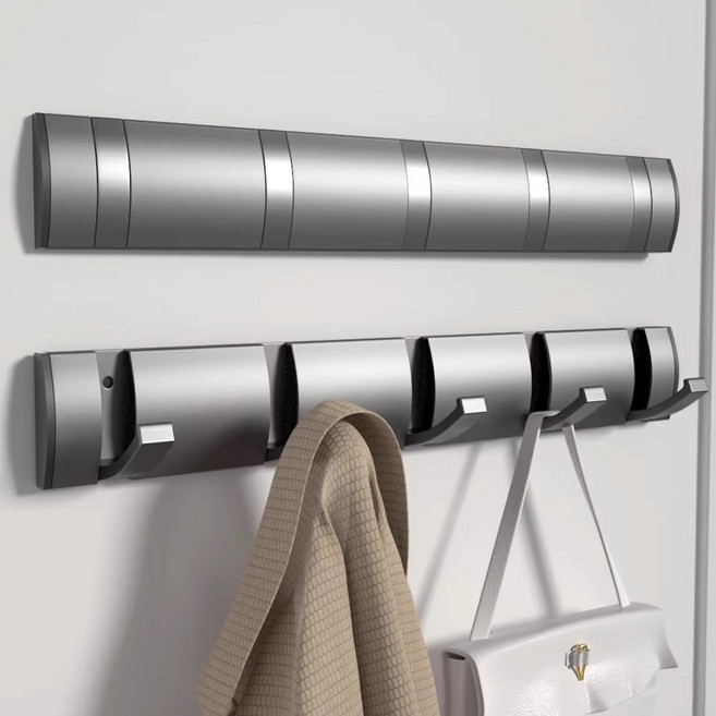 에스위두 무타공 항공 알루미늄 접이식 도어 행거 문 옷걸이 후크걸이, 1개, 그레이6구