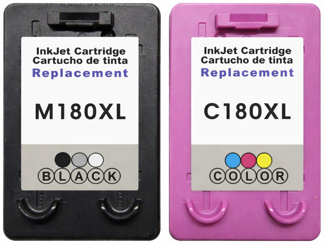 잉크아울렛 삼성 호환잉크 대용량세트 M180 XL C180 XL SL-J1660 SL-J1663 SL-J1665 검정 컬러 세트, M180 검정 재생 + C180 컬러 재생, 1세트