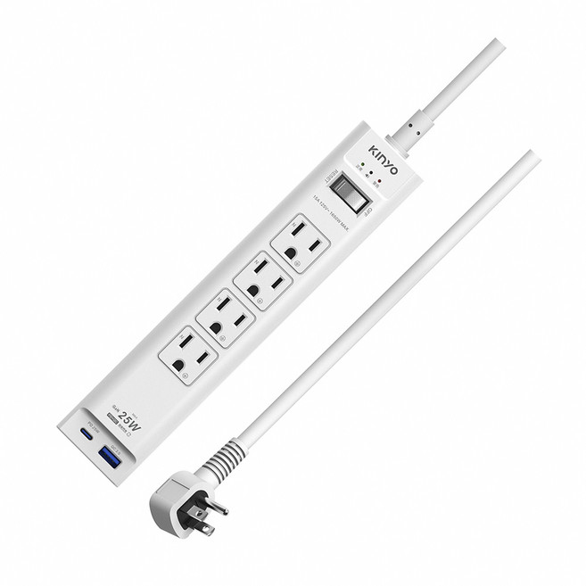 KINYO 1開4插PD+QC延長線 GIPDB-314 延長線插座 2USB充電孔 PD快充 GaN技術 25W, 1個, 6呎