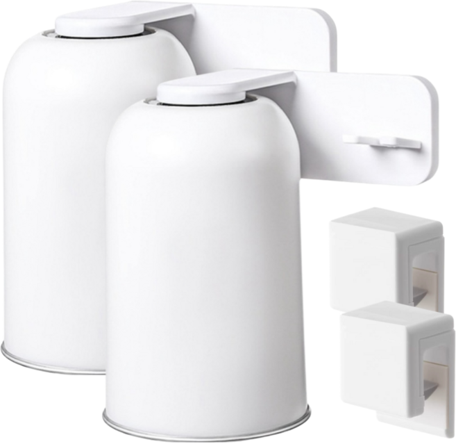 유주리빙 무타공 스텐 304 거꾸로 자석 양치컵 칫솔 치약 걸이, 2개, 화이트