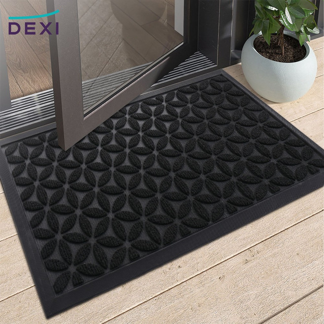 DEXI 1개 바닥 출입구 발판 매트 웰컴 현관 미끄럼방지 발매트 도어매트 44*76cm, 검은색