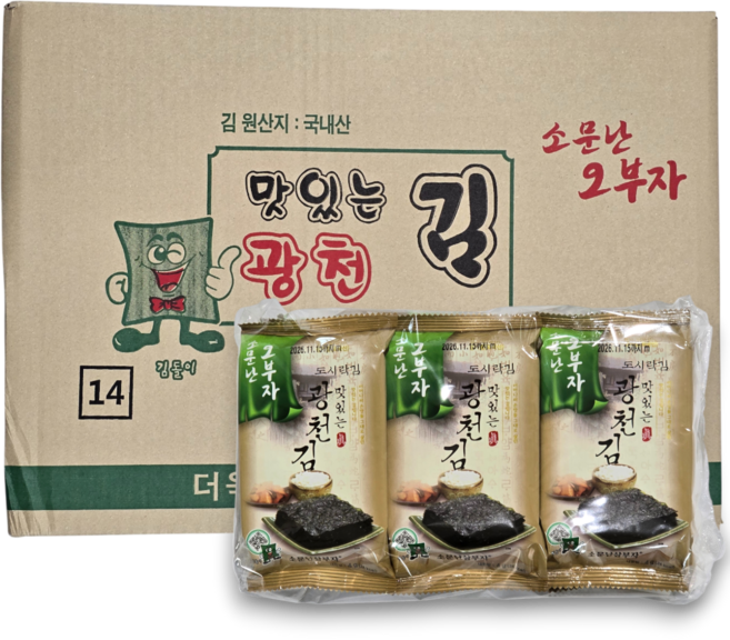 1BOX) 소문난 오부자 맛있는 광천도시락김 4g 9봉 x 12개입, 1
