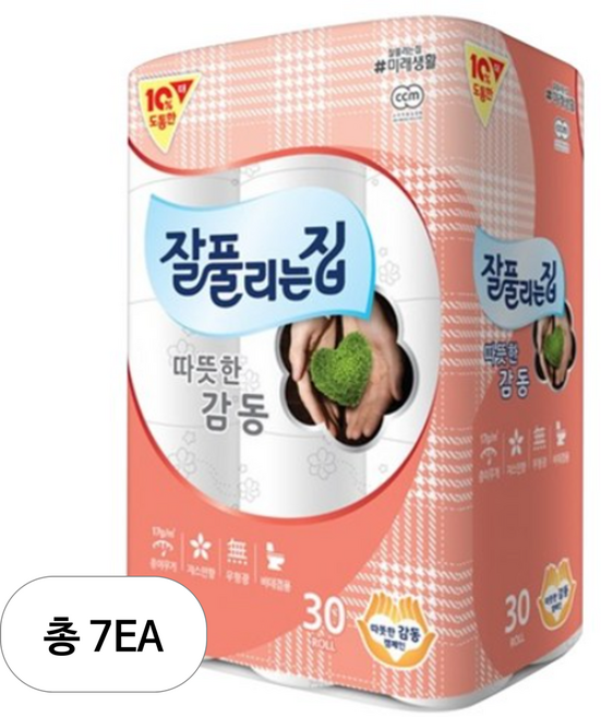 잘풀리는집 따뜻한감동 휴지 25m, 30개입, 7개