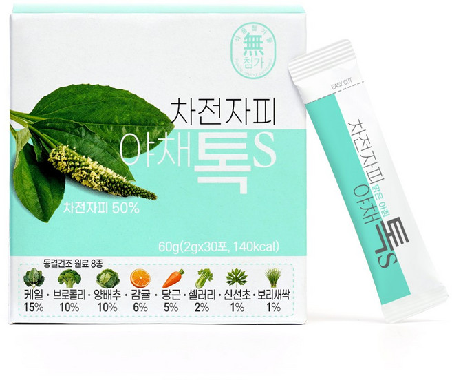 맑은아침 야채톡S 2gx60포 차전피50%, 2g, 60개