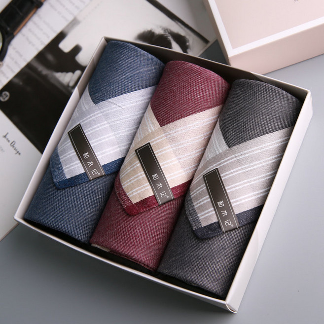 SKANDSALO 남성용손수건 남성 손수건 순면 땀흡수 스퀘어 고리