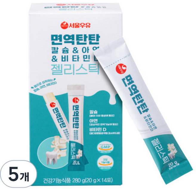 서울우유 면역탄탄 칼슘 아연 비타민D 젤리스틱 뼈건강 면역기능 온가족 영양제, 70개, 20g