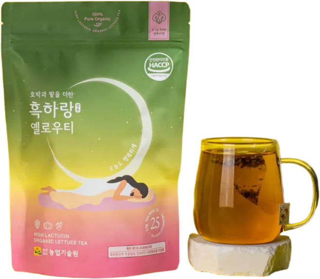 유기농 흑하랑 상추차 옐로우 티백, 1개, 25개입, 1.5g