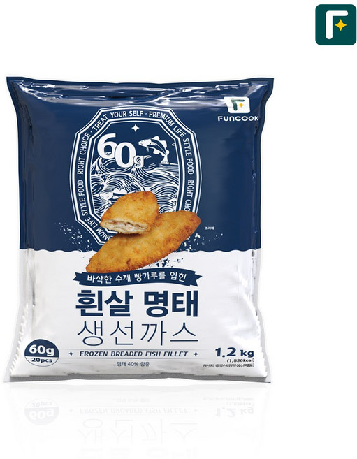 펀쿡 명태 순살 생선까스, 1.2kg, 1개