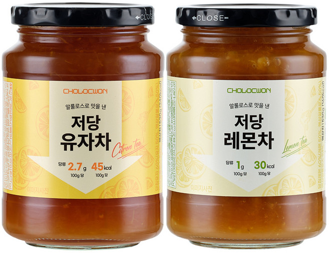 초록원 저당유자차530g + 저당레몬차530g, 530g, 1개입