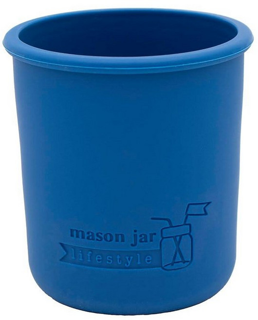 Mason Jar Lifestyle 레귤러 마우스 하프 파인트 226.8g(8온스) 실리콘 슬리브/재킷 볼 커 퀼트 통조림 병 (4 아메리카나 멀티컬러) 144971, 2, 딥 블루
