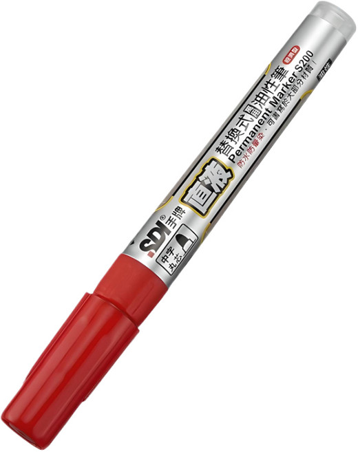 SDI 手牌 萬用油性筆 直液替換 1.0筆頭, S200 油性筆【紅色】, 1個裝