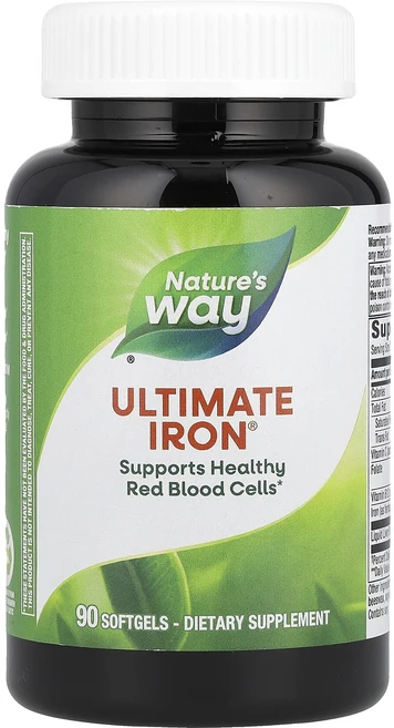 단백질 비타민 철분 마그내슘 칼슘 Nature's Way Ultimate Iron® 소프트젤 90정 고루고루섭취해주세요, NaturesWayUltimateIron소프트젤90정, 1개 - 쿠팡