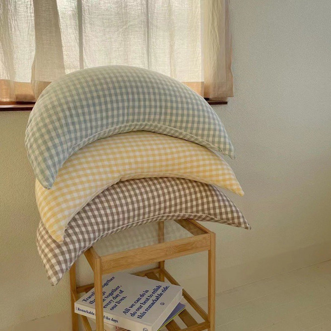 月亮安撫抱枕 哺乳枕 孕婦枕 A96003, 綠色格子