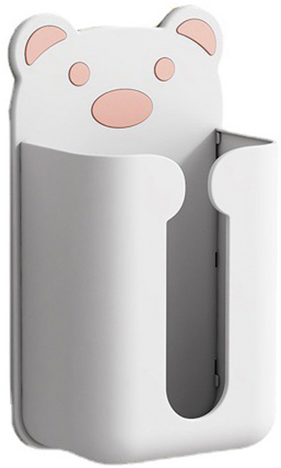 허브코코 곰돌이 벽걸이 무타공 티슈케이스, 코코화이트핑크, 1개