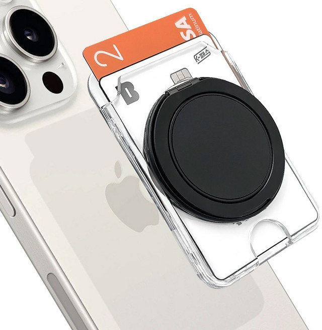 스마트폰 맥세이프 자석 카드지갑 각도조절 스탠드 캐리온 거치 홀더, 1개, 투명