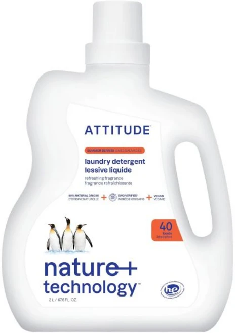 ATTITUDE 액체 세탁 세제 EWG 인증 비누 HE 호환 비건 및 식물성 제품 크루얼티 프리 썸머 베리 40파운드 67.6온스, Summer Berries, 67.6 Fl Oz (Pack of 1), 1개, 2L - 쿠팡