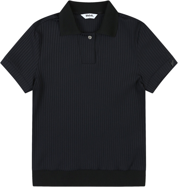 볼빅 10%다운로드쿠폰 여성 골프 큰 골지 블루종 요꼬에리 반팔 티셔츠 VLTSO402_BK