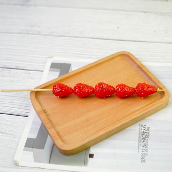 탕후루 모형 미니 딸기 5알 모조 과일 꼬치 장식 소품