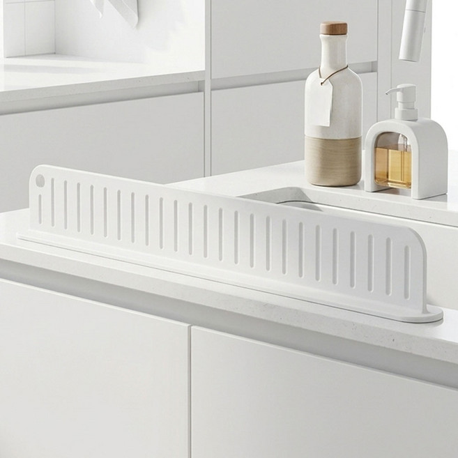 프리미엄 심플 실리콘 싱크대 물막이, 1개, 화이트