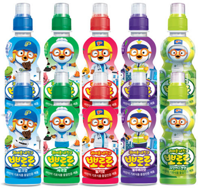 뽀로로 어린이 음료수 혼합10개(밀크2+딸기2+사과2+블루베리2+샤인머스캣2), 235ml, 1세트