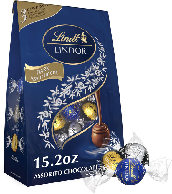 린트 린도르 60% 엑스트라 다크 초콜릿 트러플 부드럽게 Lindt LINDOR Assorted Dark Chocolate Candy Truffles Assorted Choc, 1개, 430.91g