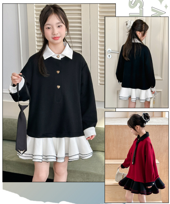 여리네 주니어 블랙타이 원피스 여아 등교복 수입아동복 초등 봄신상