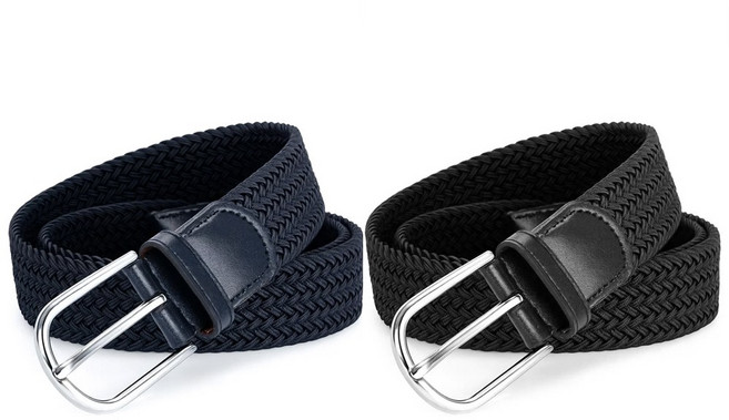 루크 2개 세트 남녀공용 스판 벨트 남성 여성 꽈배기 정장 허리띠 사계절 원피스 바지 패션 밸트 고리 클로징 실버 버클 3.5cm