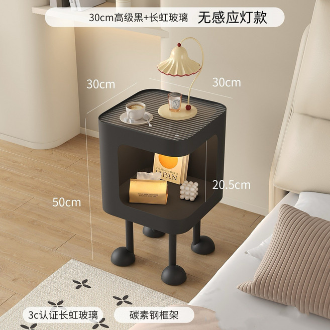 簡約床頭櫃 30cm高階黑長虹玻璃不帶燈