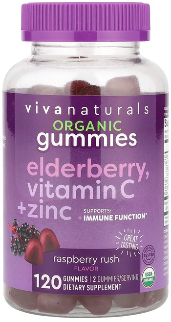 비바네츄럴스 엘더베리 비타민C 아연 라즈베리 러쉬 구미젤리 120개, 상품, 1개, 120정 - 쿠팡