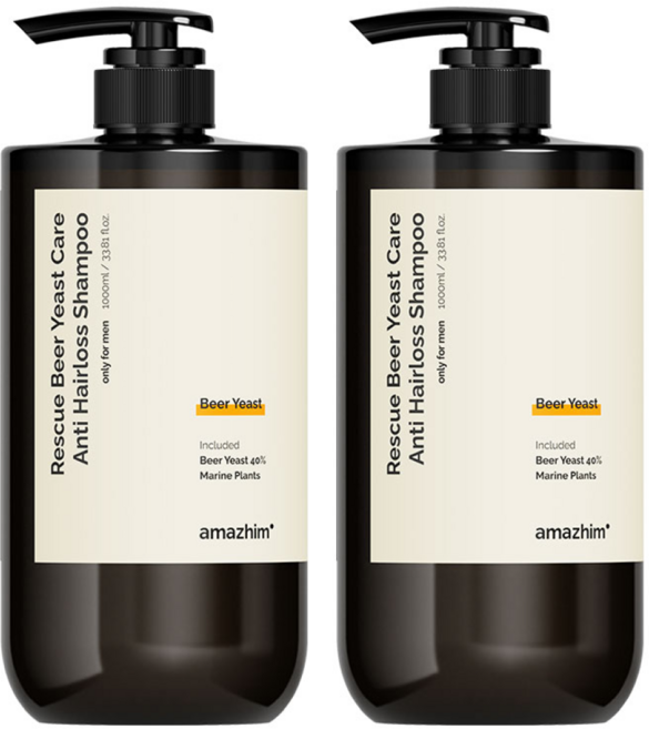 어메즈힘 레스큐 맥주효모 40 두피 케어 탈모 샴푸, 2개, 1L