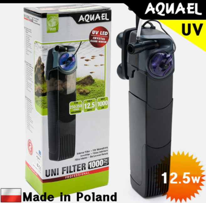 아쿠아엘 유니필터 살균 측면여과기 1000UV/수족관 어항 수조 열대어 구피 관상어 거북이 필터 환수 물갈이, 1개