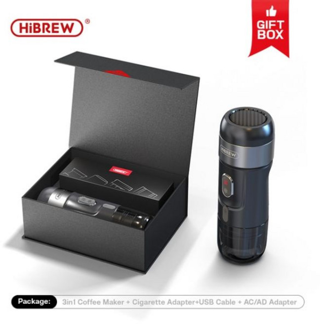 HiBREW 자동차 및 가정용 휴대용 커피 머신 엑스프레소 커피 메이커 네스프레소 돌체 포드 캡슐 커피 파우더 H4A DC12V