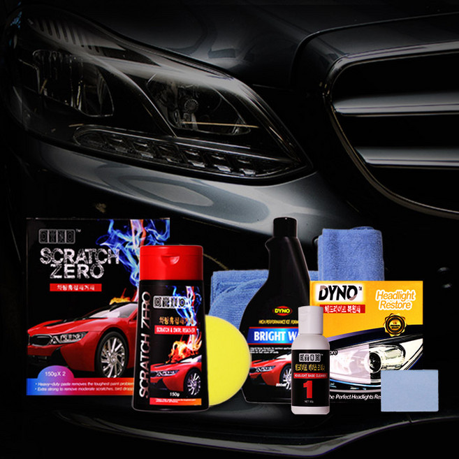 자동차 흠집제거제 스크래치 제로 헤드라이트 복원제 SET 페인트클렌져 컴파운드 기스제거 광택제, 선택2.스크레치제로+브라이트 왁스세트