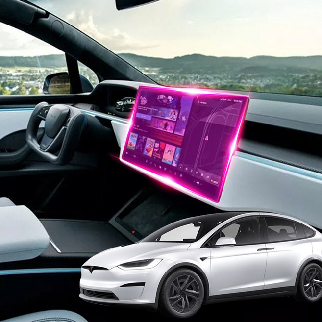 레인스카이 테슬라 모델X 네비게이션 보호필름 디스플레이 저반사 지문방지, 네비게이션필름 (18~21년)