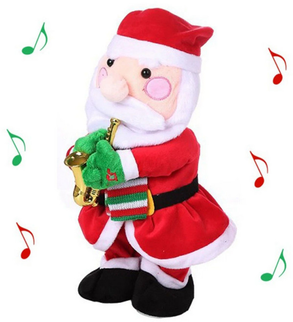 크리스마스 댄싱 트리 인형 11곡 캐롤 플레이 장난감 인형 선물, 1개, 섹소폰 부는 산타 인형, 42cm