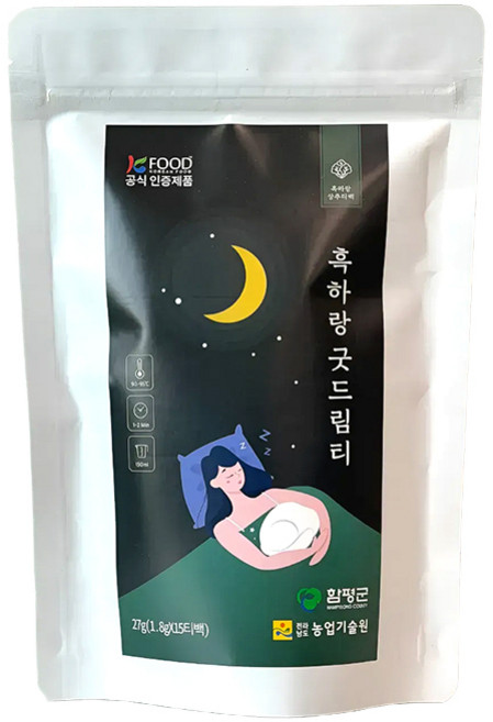 좋은바디연구소 국내산 농협 흑하랑 상추 굿드림티 유기농 상추차 카페인없는차 잠잘오는차 15T, 1.5g, 15개입, 1개