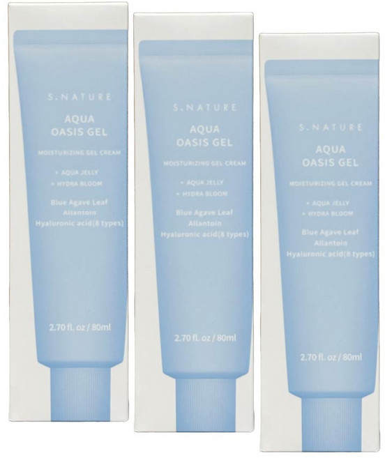 에스네이처 아쿠아 오아시스 수분 젤크림 80ml 여름 쿨링 크림, 3개
