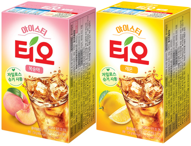 동서 티오 복숭아아이스티 레몬아이스티 세트, 2세트, 18개입, 234g