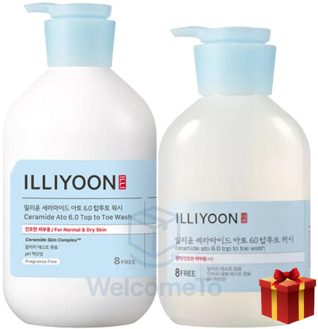(일리윤세트)세라마이드 아토 6.0 탑투토 워시(대용량) 1L + 500ml + 증정(랜덤) 연약건조한피부 샴푸겸용바스, 1세트