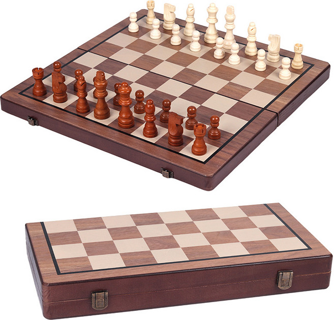 고급 원목 접이식 자석 원목 체스 휴대용 CHESS 보드 게임 빅 사이즈(퀸2개), 원목색, 1개