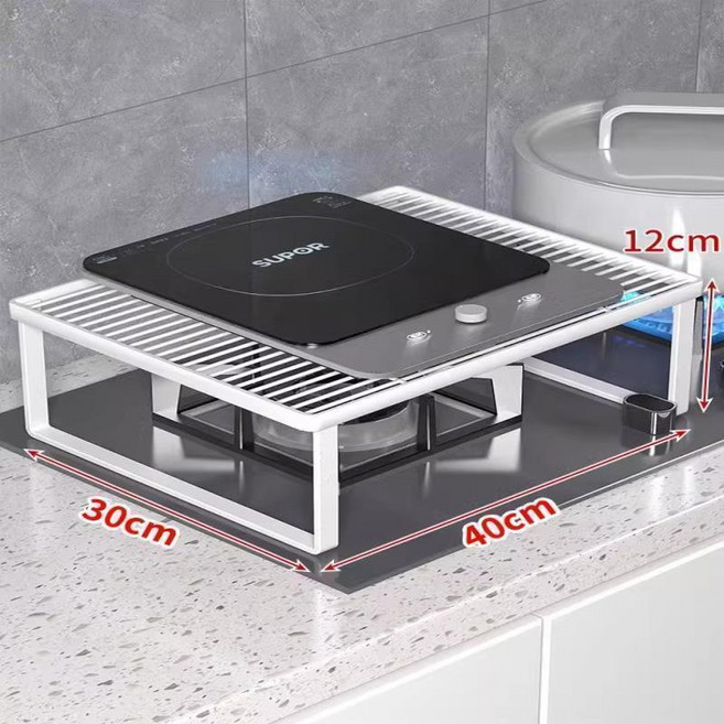 無品牌 廚房瓦斯爐置物架增高架電磁爐支架竈臺托架放鍋家用神器燒烤架, 高款 小號白色40*30*12, 1個