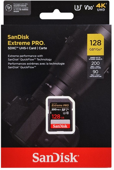 SANDISK Extreme PRO 專業攝影錄影記憶卡 高速SDXC UHS-I U3 V30規格, 1個, 128G, 128GB