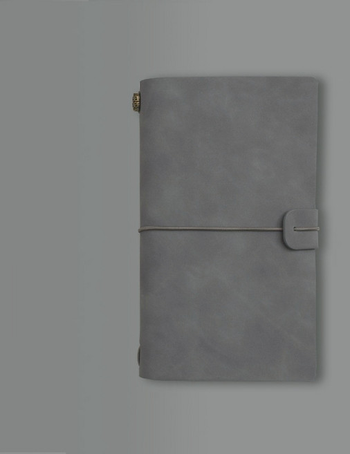 A6 빈티지 트래블러스 노트 그리드 속지 다꾸 다이어리, 그레이