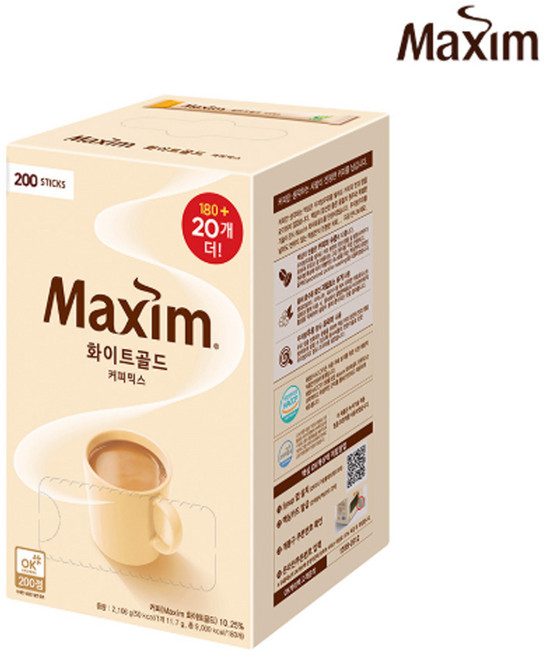 맥심 화이트골드커피믹스180입, 11.7g, 180개입, 7개