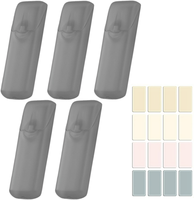 월간리빙 다용도 휴대용 면봉 치실 케이스+라벨스티커, 5개, 반투명 블랙