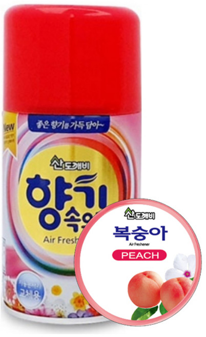 산도깨비 자동분사기 리필향캔 X 3개/4개/6개/기기3종/향캔26종/다양한 종류의 향캔, 290ml, 3개, 복숭아